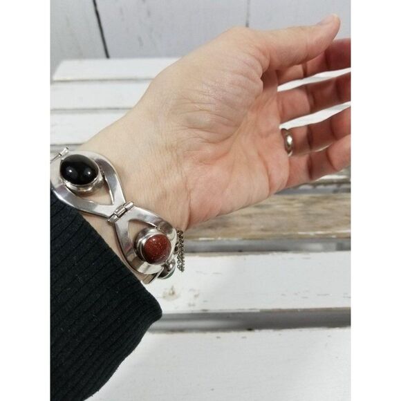 Vintage Taxaco Mexico AHC Bracelet semiprecious stone Sterling Women - Picture 7 of 10